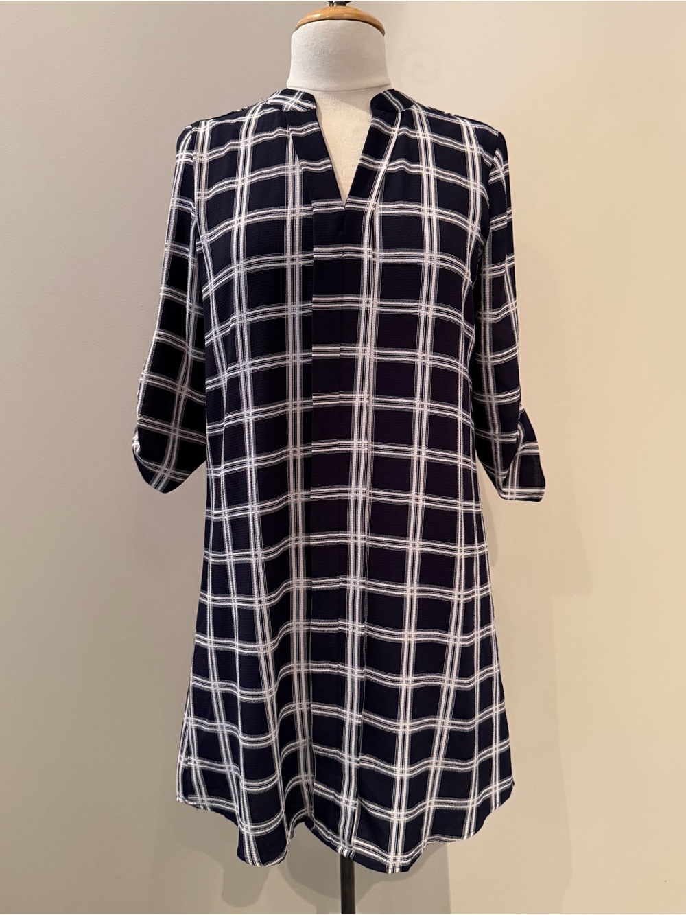 indigo Rose Women's Navy Plaid Shift Dress